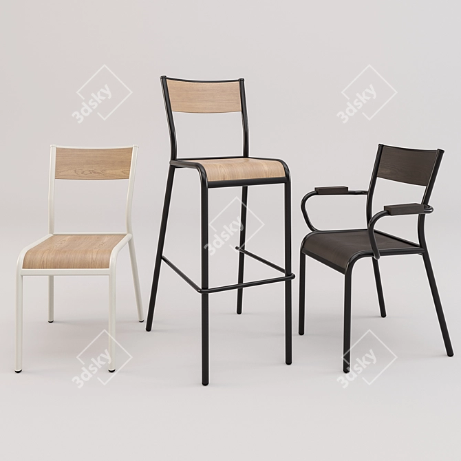 Sleek and Sturdy Mullca Chair 3D model image 1