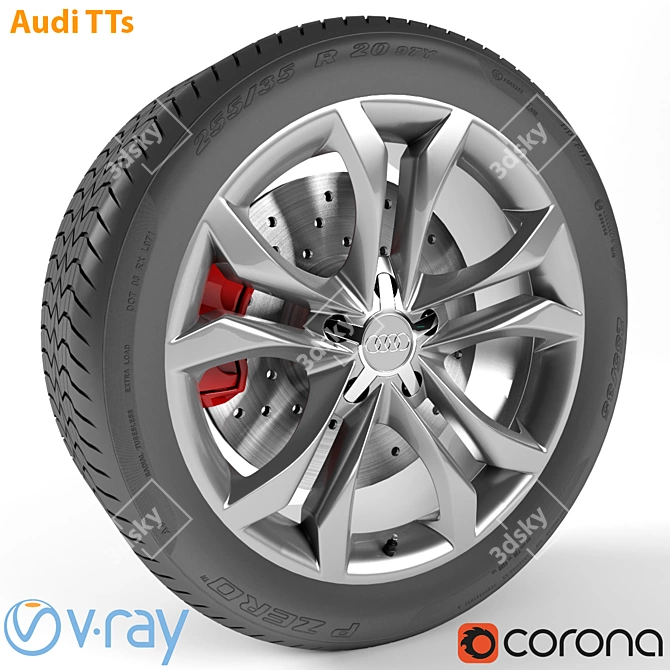 Sleek Audi TTs Wheel 3D model image 1