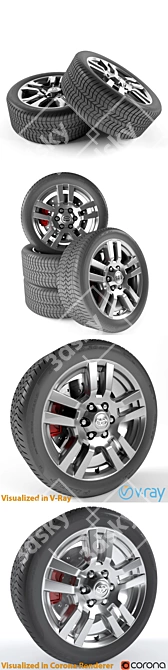 Toyota Land Cruiser Prado Wheel: Upgrade Your Ride 3D model image 2