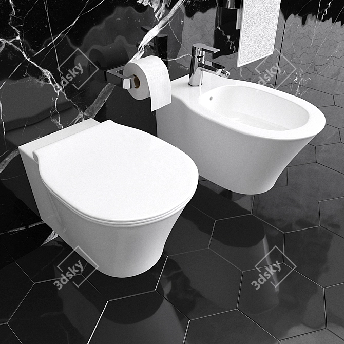 Title: Connect Air WC & Bidet Set 3D model image 1