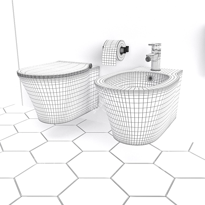 Title: Connect Air WC & Bidet Set 3D model image 3