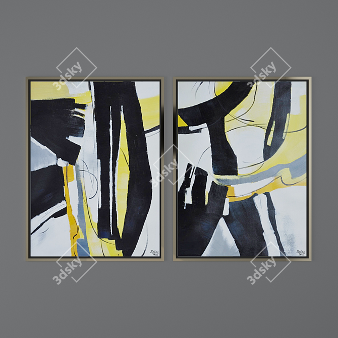 Abstract Art Set - Sizes: 40x40, 30x40, 40x60 3D model image 2