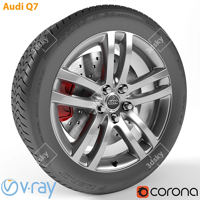 Sleek Alloy Wheel for Audi Q7 3D model image 1