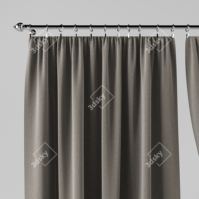 Modern Style Curtain with Valance 3D model image 2