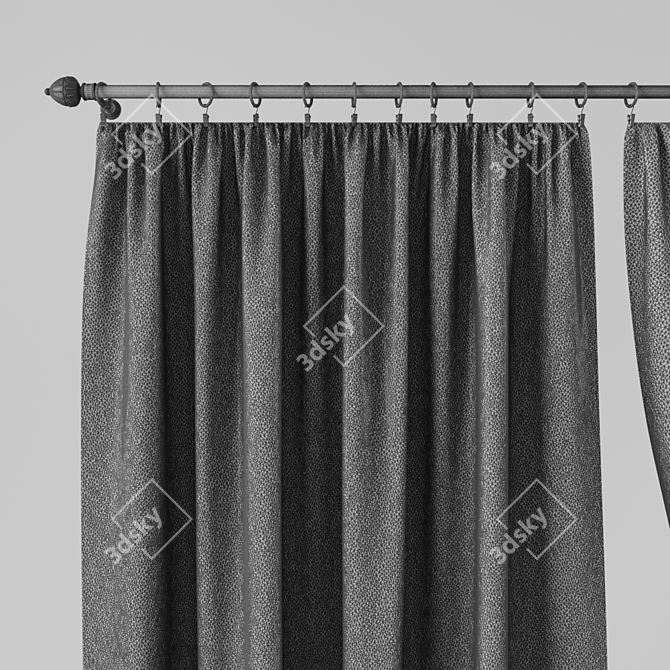 Modern Style Curtain with Valance 3D model image 3