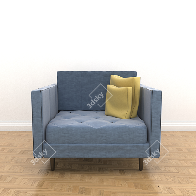 Elegant Velvet Sofa-02 3D model image 2