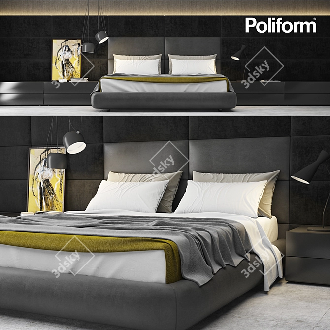 Luxurious Poliform Dream Bed Set 3D model image 1