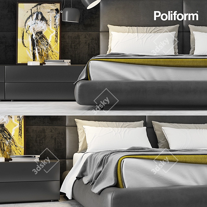 Luxurious Poliform Dream Bed Set 3D model image 2