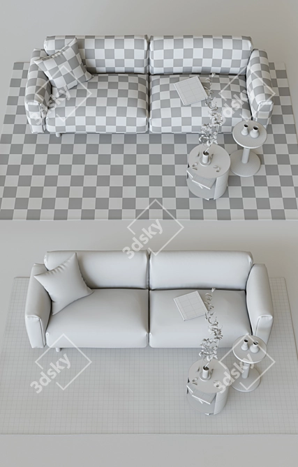 Modern Hem Set: Sofa, Cushion, Rug, Table, Stool 3D model image 3