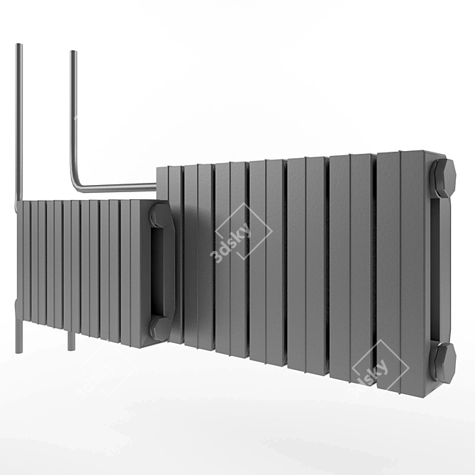 Vintage Cast Iron Radiator 3D model image 1