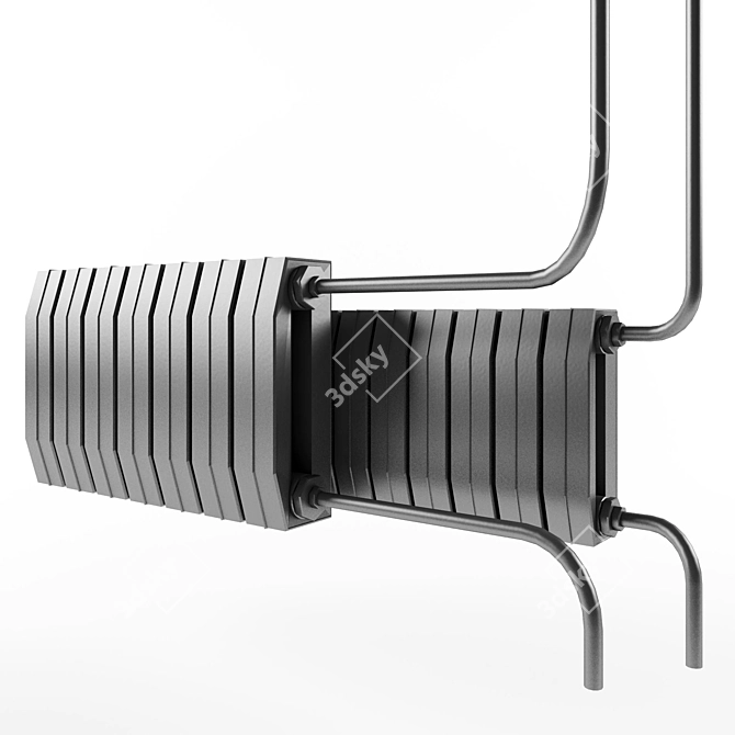 Vintage Cast Iron Radiator 3D model image 2