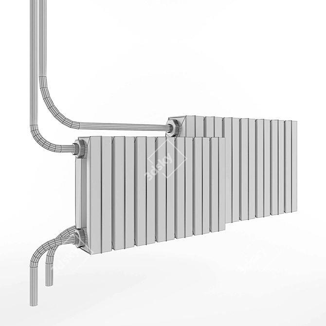 Vintage Cast Iron Radiator 3D model image 3