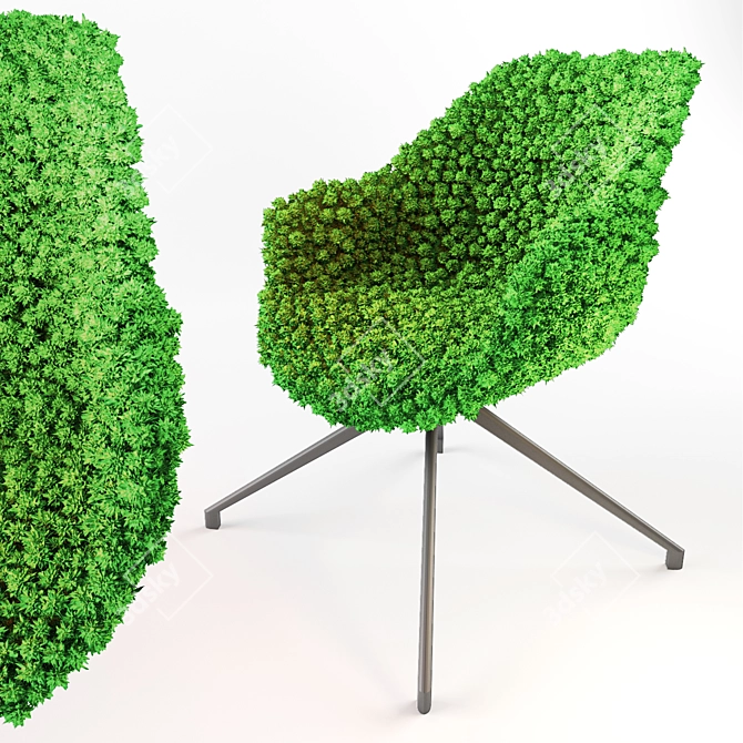 Natural Green Moss Chair - Eco Interior Accent 3D model image 1
