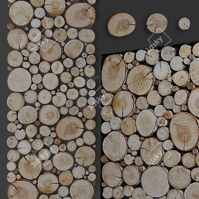 Rustic Wood Slice Panel 3D model image 1