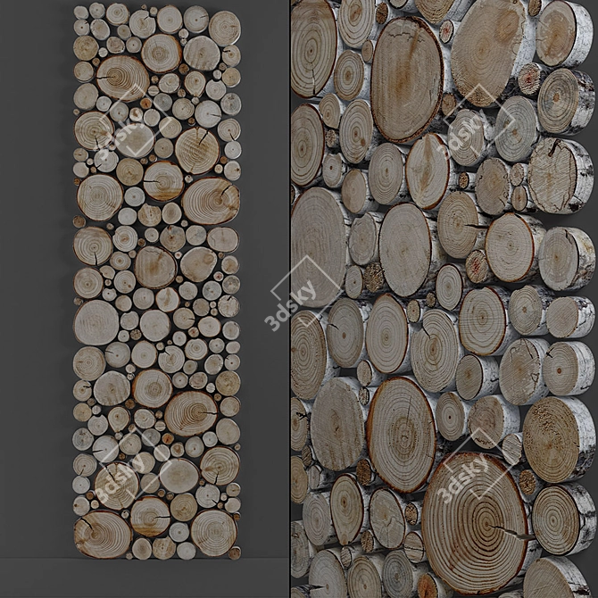 Rustic Wood Slice Panel 3D model image 4