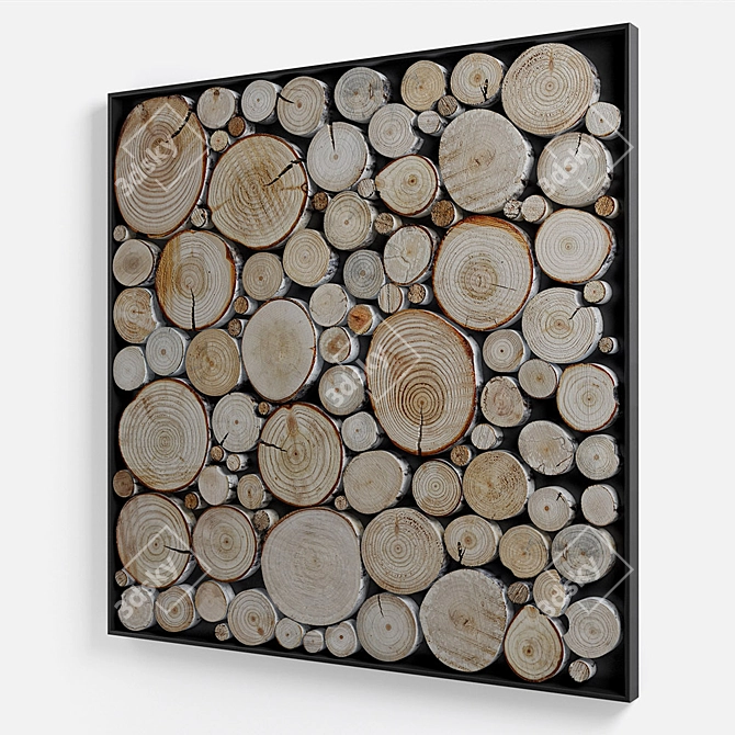 Rustic Wood Slice Panel 3D model image 5
