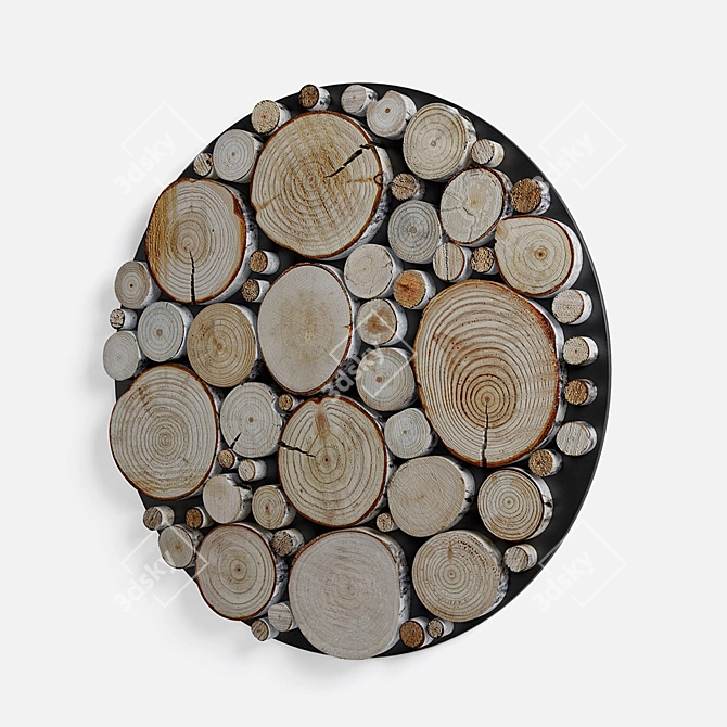 Rustic Wood Slice Panel 3D model image 6