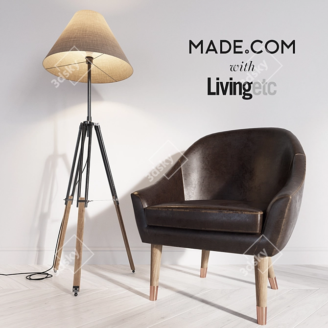  Stylish Chair & Lamp Set 3D model image 1