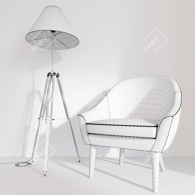  Stylish Chair & Lamp Set 3D model image 3