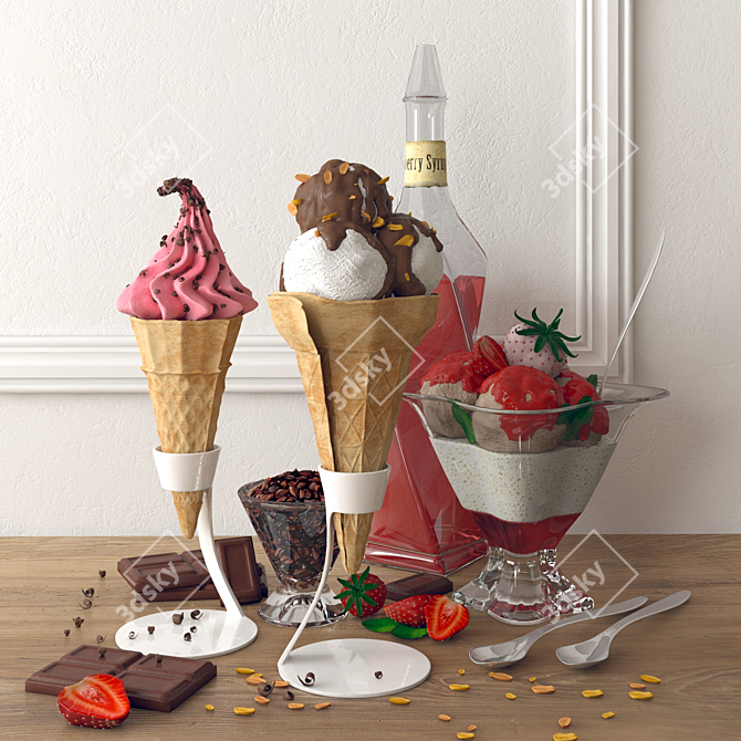 Sweet Treats Ice Cream Set 3D model image 1