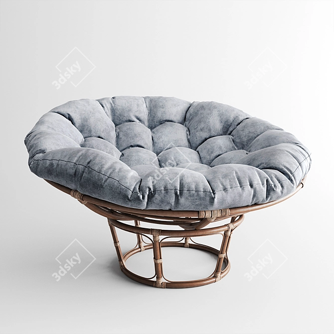 Cozy Taupe Papasan Chair 3D model image 1