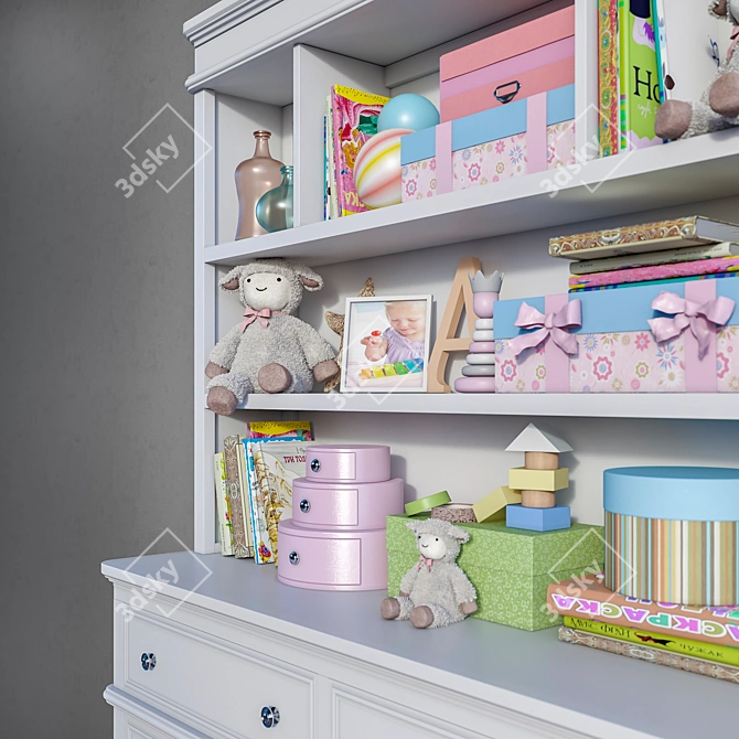 Legacy Classic White Bookcase Hutch & Dresser Set - Toys, Accessories, Decor 3D model image 2