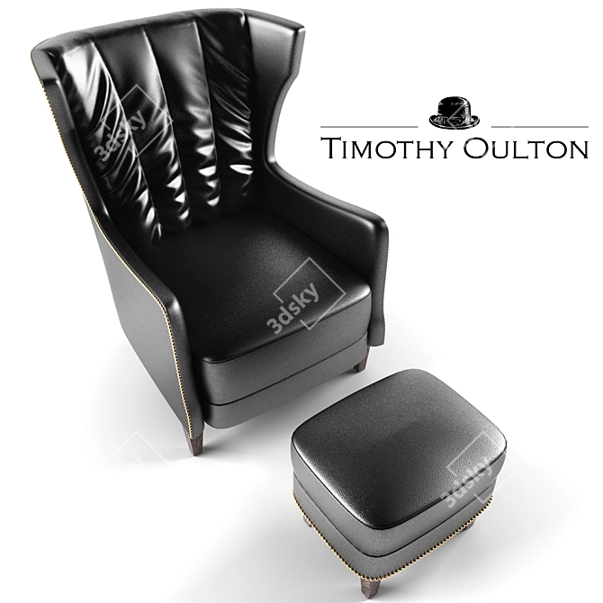 Luxury Leather Armchair: Manor 3D model image 2