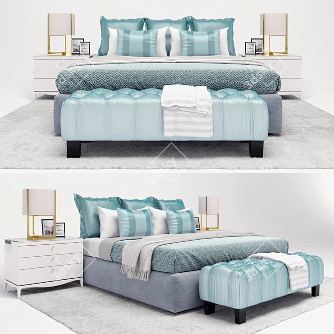 Sleek and Chic Modern Bed 3D model image 1