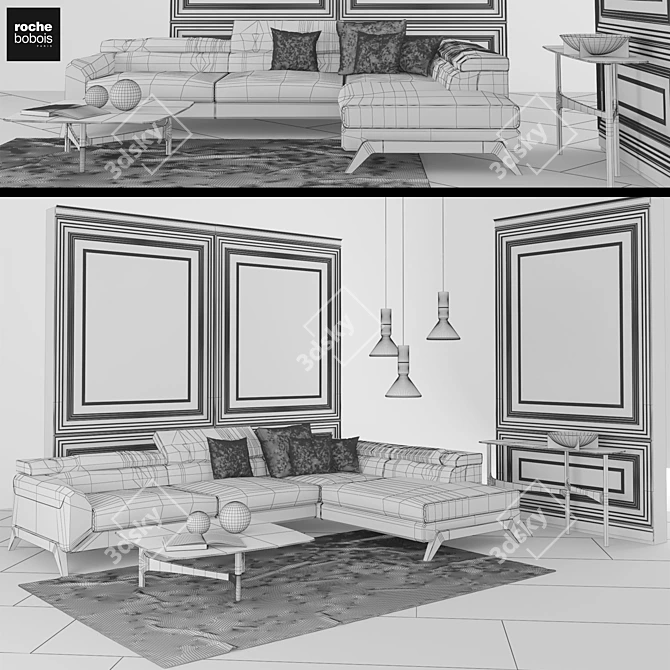 Luxury Roche Bobois furniture set 3D model image 3