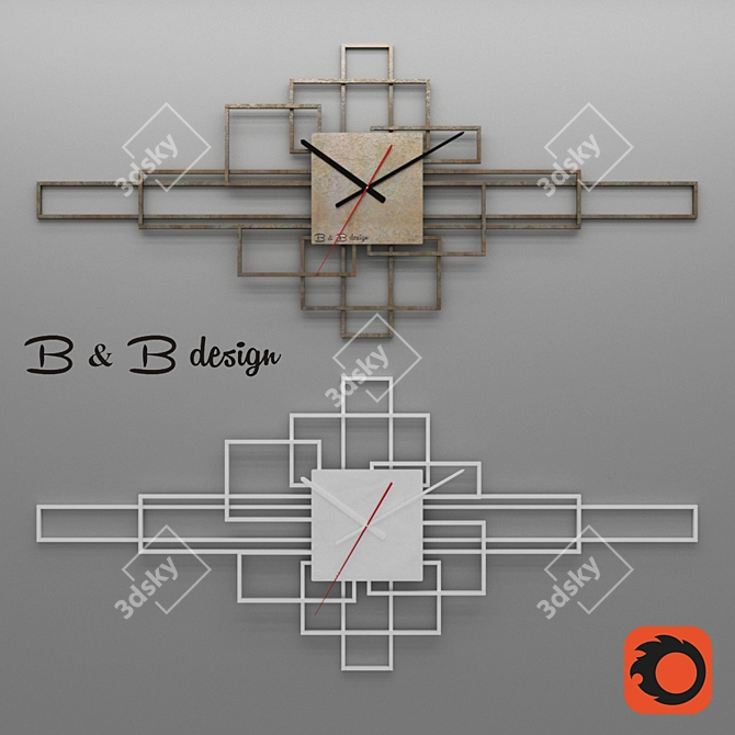 BsB Metal Designer Wall Clock 3D model image 1