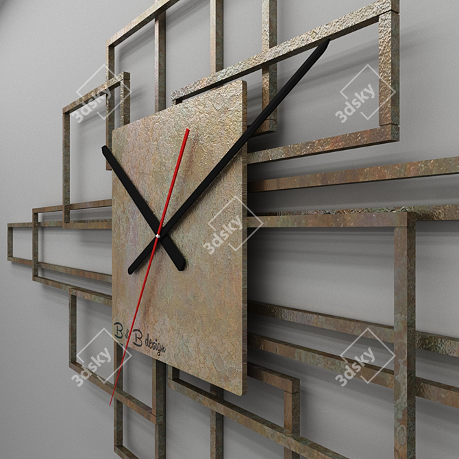 BsB Metal Designer Wall Clock 3D model image 2