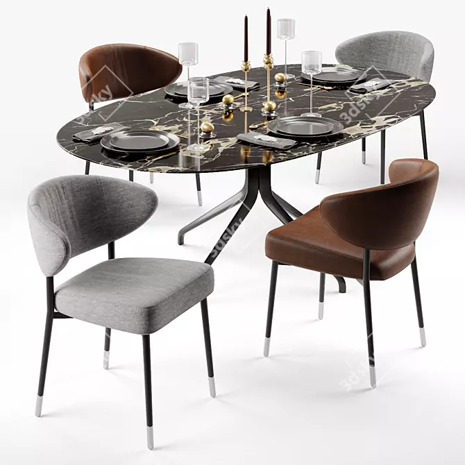 Elegant Minotti Mills & Claydon Table 3D model image 1