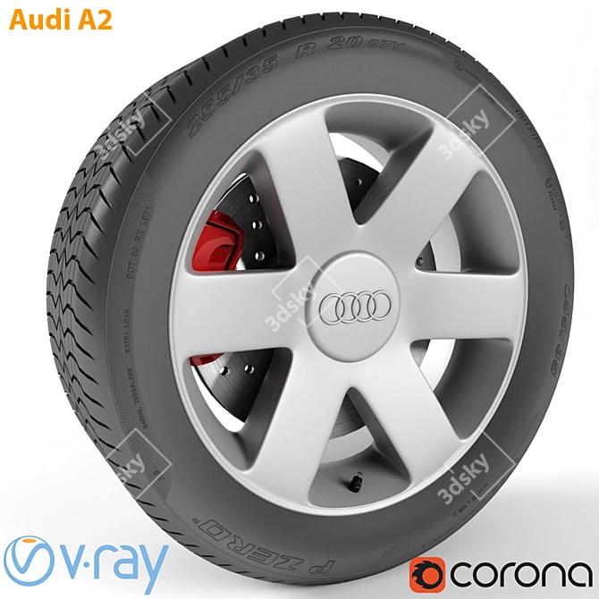 Sleek Audi A2 Wheel - High-Performance Design 3D model image 1