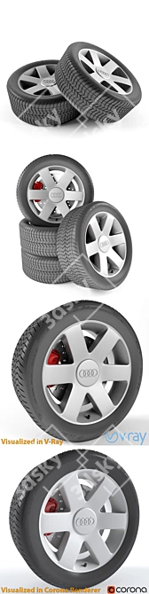 Sleek Audi A2 Wheel - High-Performance Design 3D model image 2