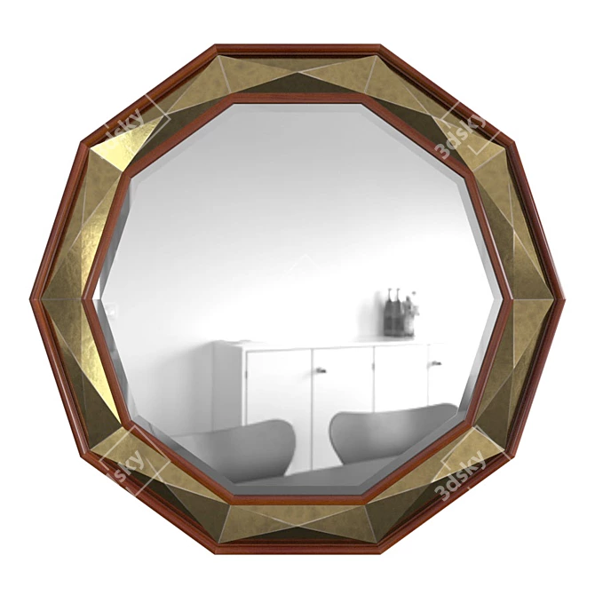 Elegant Savoy Round Mirror 3D model image 1