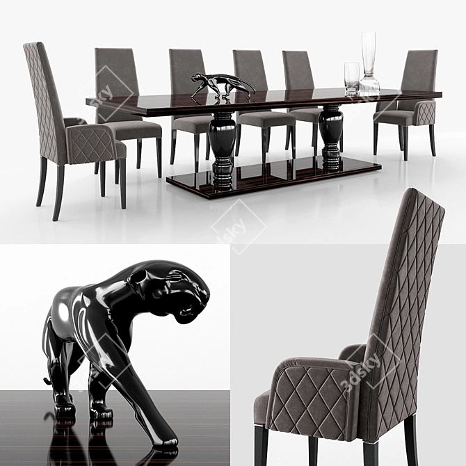 Modern DVHome Dining Set 3D model image 1