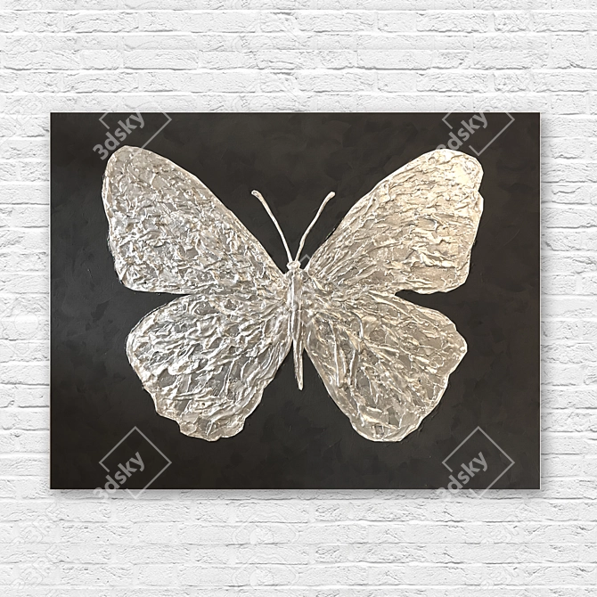 Silvery Wings: Black Butterfly Art 3D model image 1