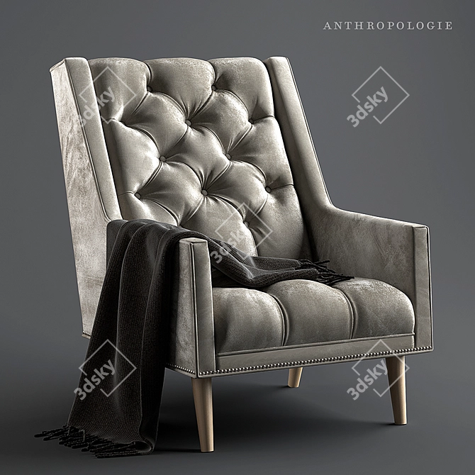 Plush Velvet Booker Armchair 3D model image 1