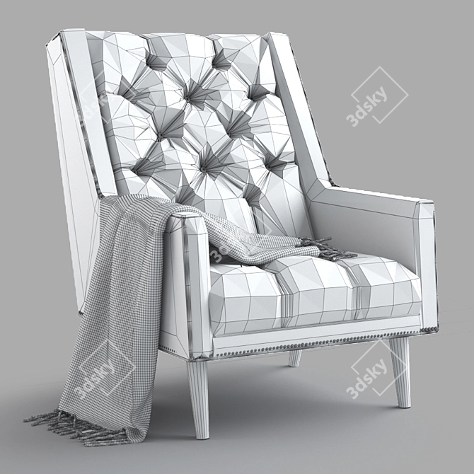 Plush Velvet Booker Armchair 3D model image 3