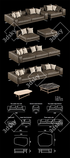 Modern X-One Sofa Or Table Set 3D model image 2