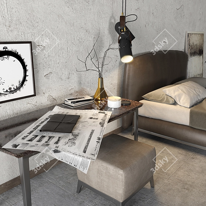 Contemporary Flou Furniture Set 3D model image 2