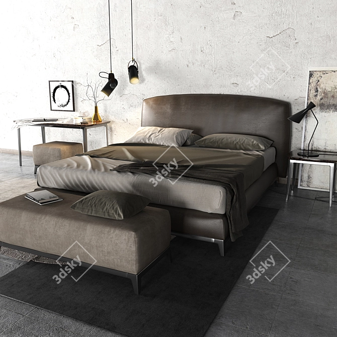 Contemporary Flou Furniture Set 3D model image 3