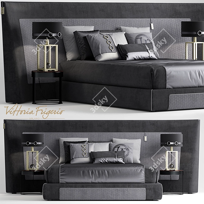 Luxury Italian Bed - Vittoria Frigerio 3D model image 1