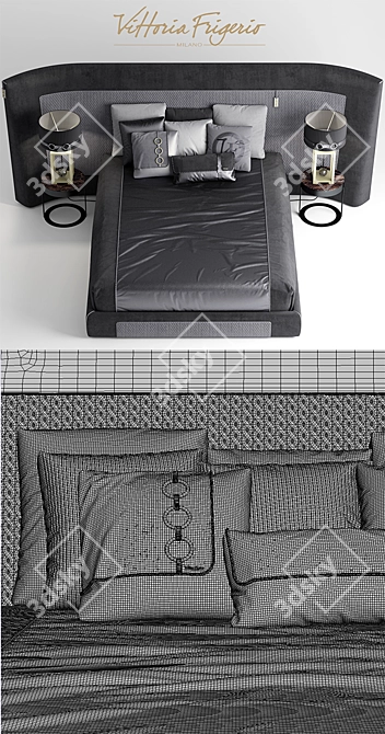 Luxury Italian Bed - Vittoria Frigerio 3D model image 3