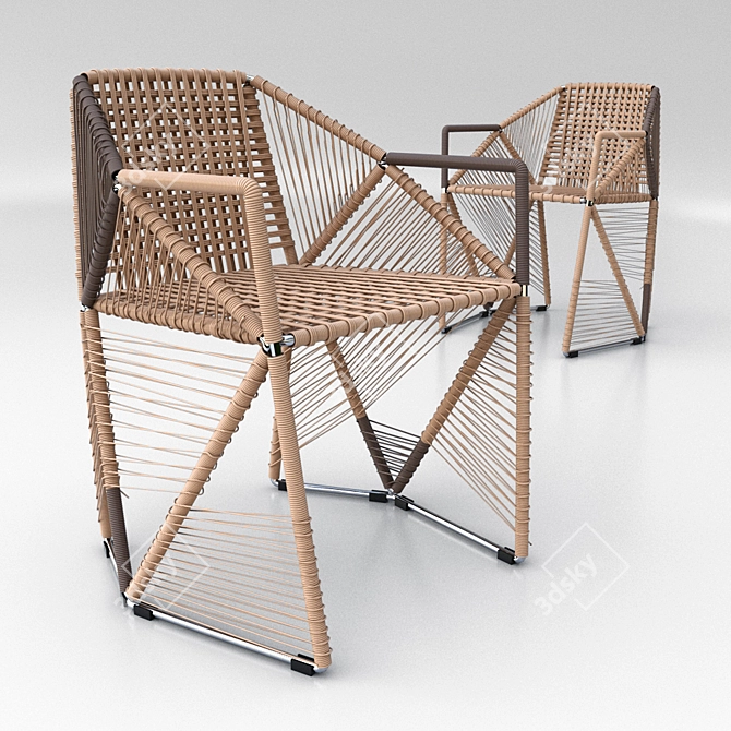 Rattan Country Furniture Set 3D model image 2