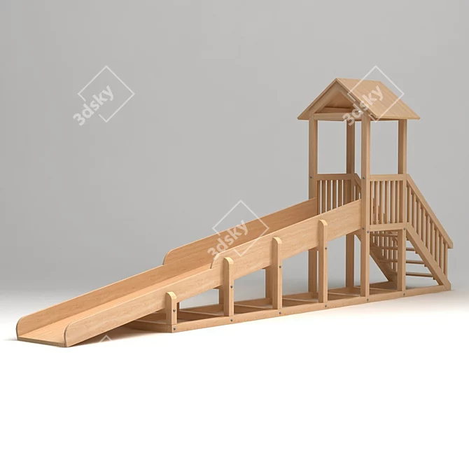 Wooden Kids Slide 3D model image 1