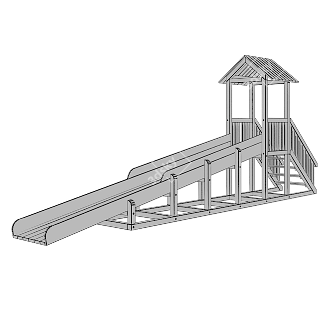 Wooden Kids Slide 3D model image 2