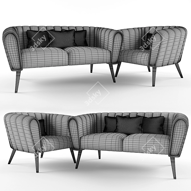 Velvet Elegance: OREAS Armchair & Sofa 3D model image 3