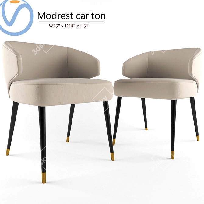 Modrest Carlton Cream Fabric Dining Chair 3D model image 1