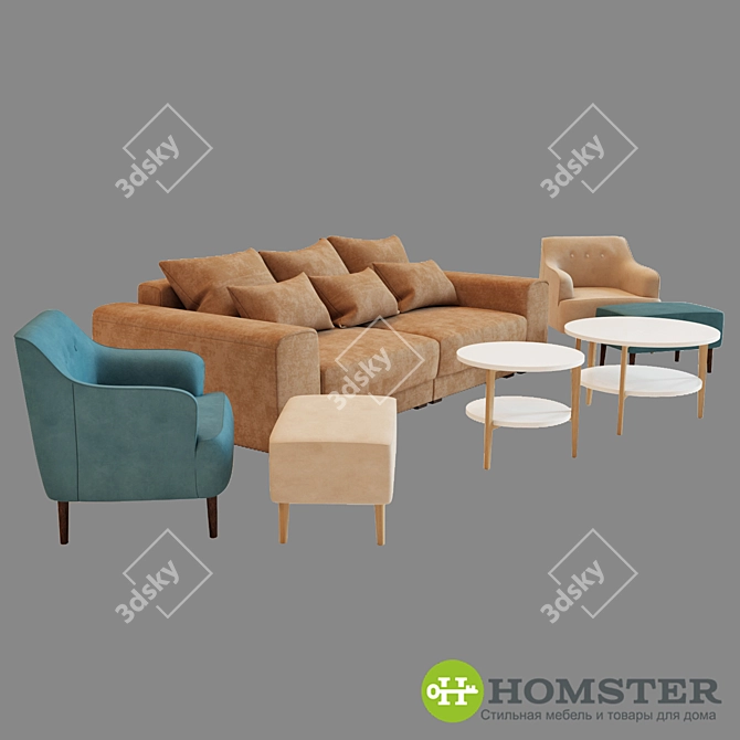 Elegant HOMSTER Furniture Set 3D model image 1